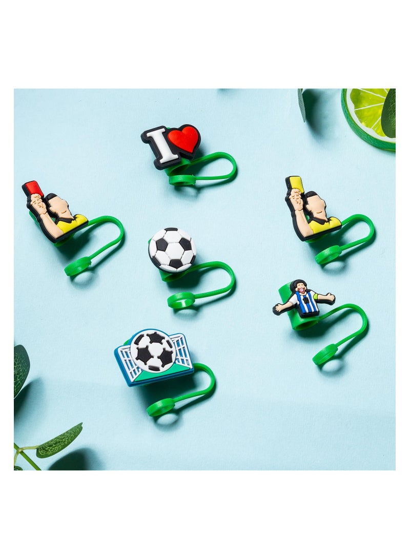 SYOSI 6Pcs Soccer Straw Cover Caps for Stanley Cup Accessories, 10mm Cute Black Drinking Straw Toppers, Dust-Proof Reusable Straw Tips, Compatible with 40oz 30oz Stanley Tumbler - Image 5