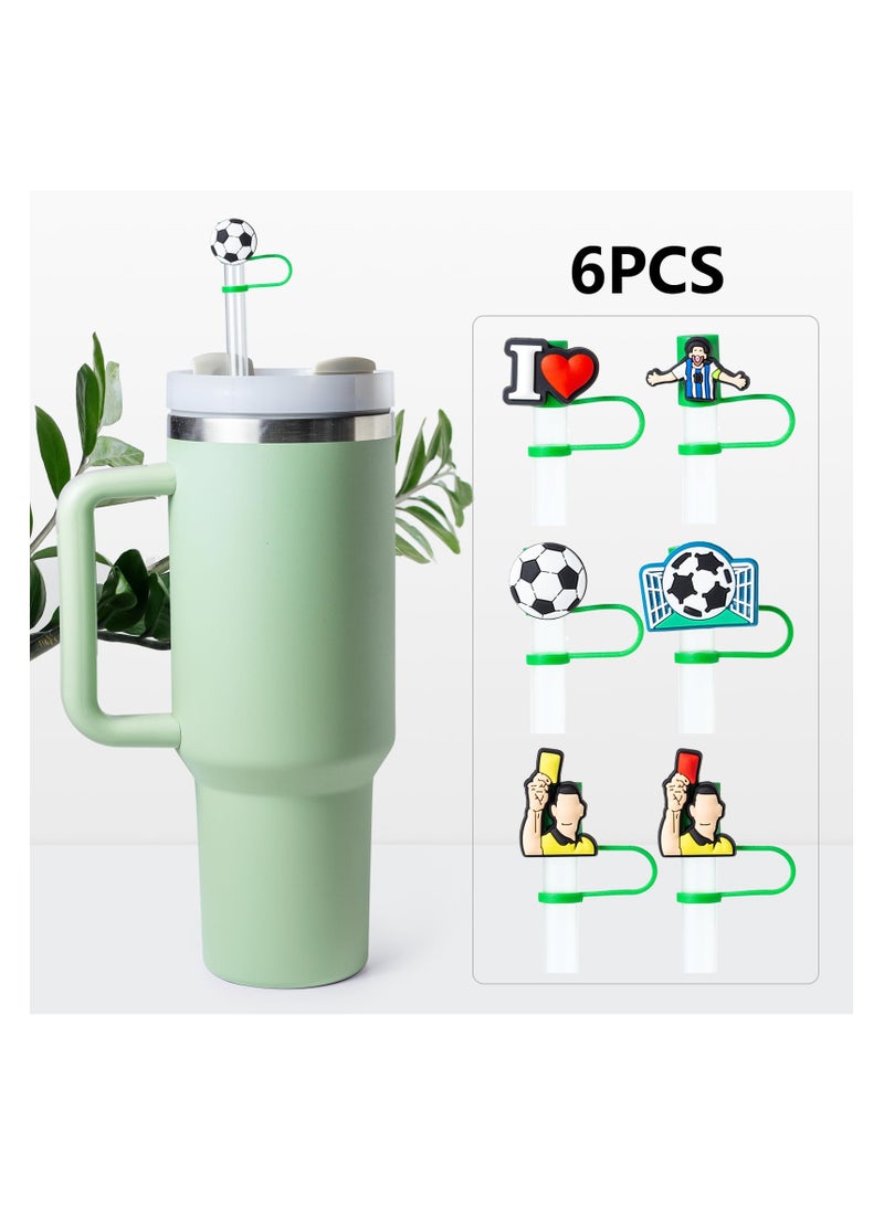 SYOSI 6Pcs Soccer Straw Cover Caps for Stanley Cup Accessories, 10mm Cute Black Drinking Straw Toppers, Dust-Proof Reusable Straw Tips, Compatible with 40oz 30oz Stanley Tumbler - Image 4