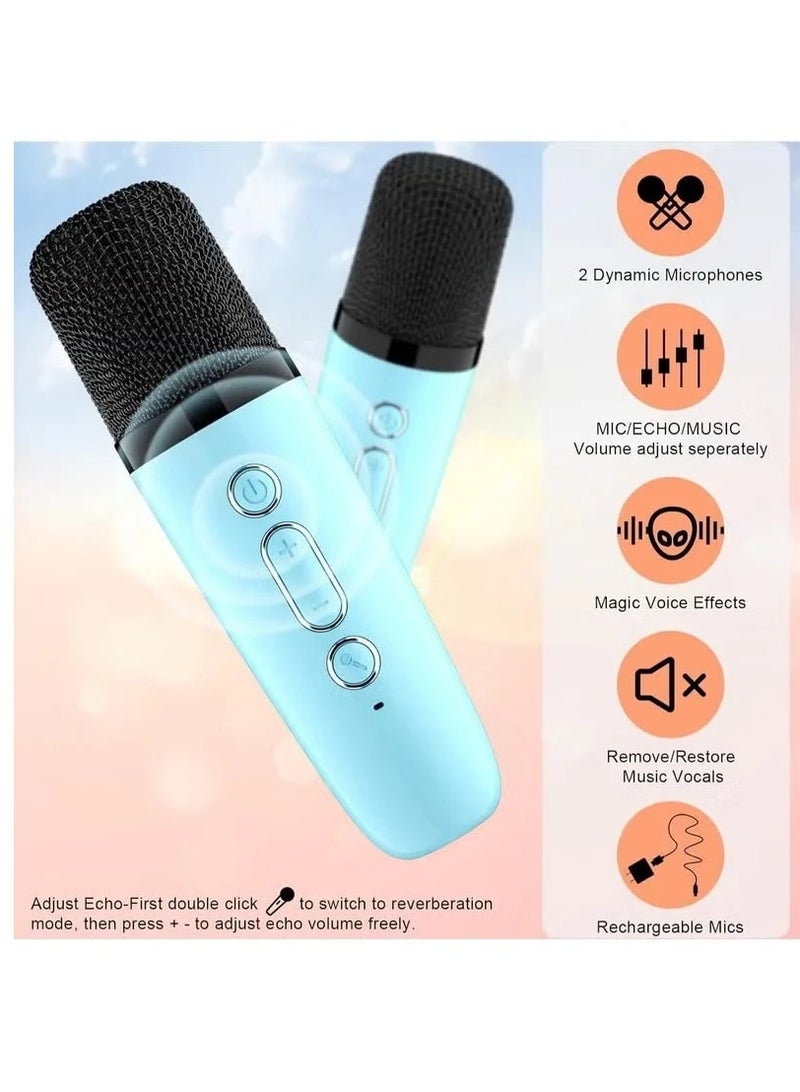 Portable Bluetooth Karaoke Speaker with 2 Wireless Microphones for Home Enjoyment Party  - Image 4