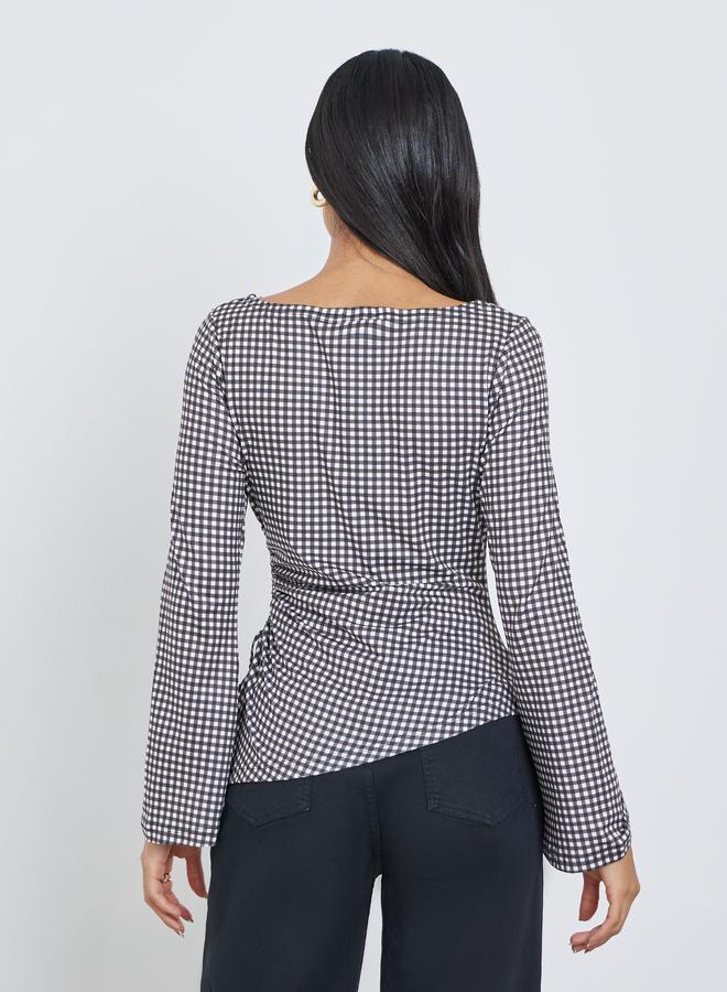 ستايلي بلوزة بطبعة مربعات جنجهام - Image 4