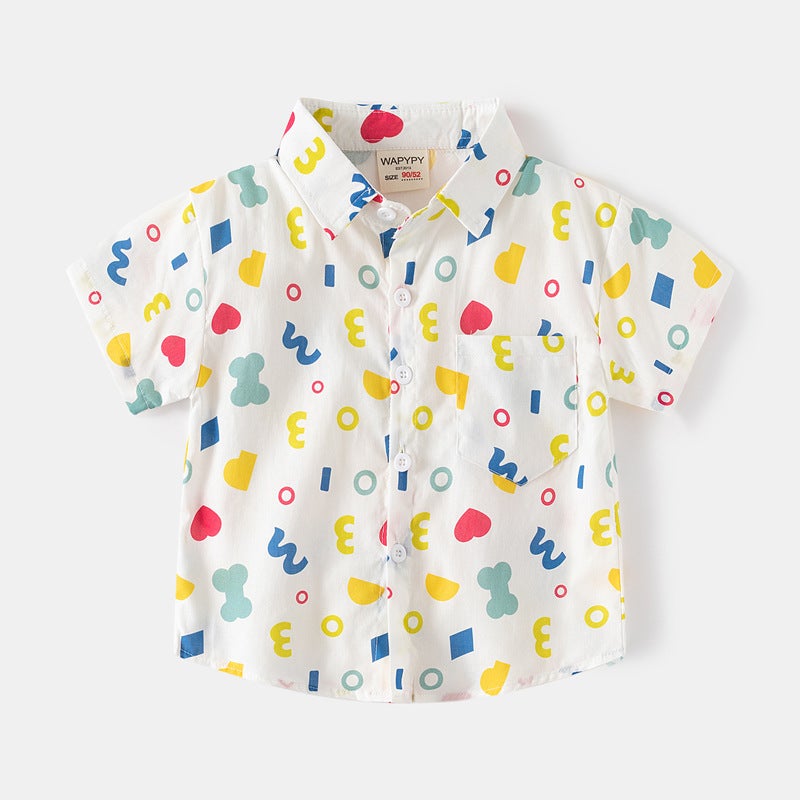 Boys Printed Shirt 2025 Summer Korean Baby Short Sleeve Shirt Children'S Digital Printing Fashion Shirt - Image 3