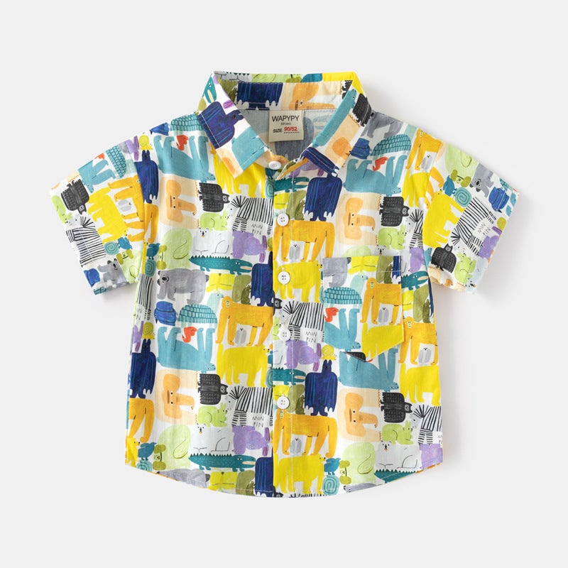 Boys Printed Shirt 2025 Summer Korean Baby Short Sleeve Shirt Children'S Digital Printing Fashion Shirt - Image 4