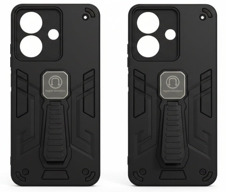 غطاء خلفي متين للغاية ومقاوم للصدمات، مزود بمسند مدمج ولاصق مغناطيسي. متوافق مع هاتف أوبو ريلمي نوت 60، خيار ممتاز لمن يقدرون الفخامة. - Image 1