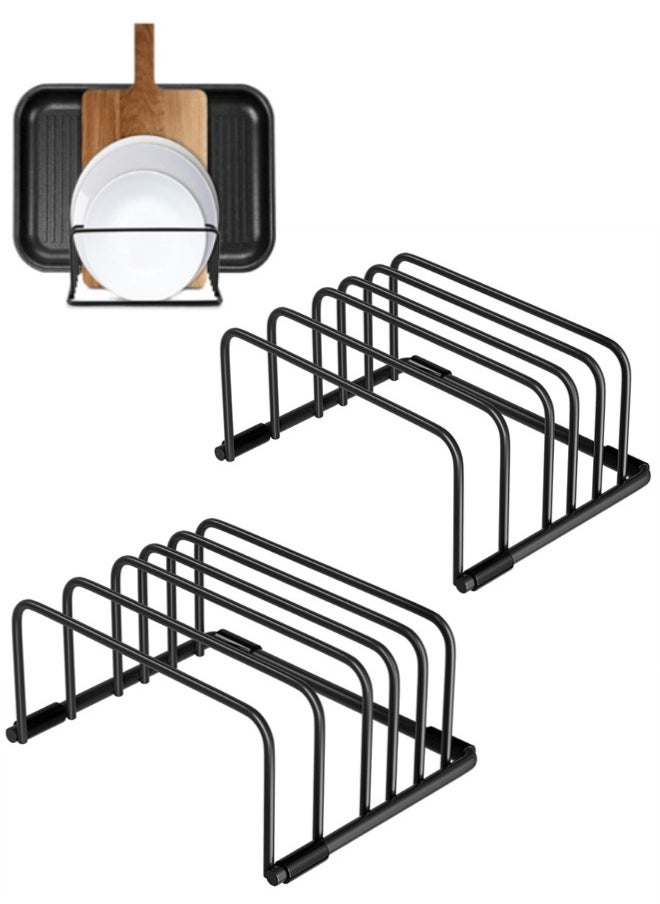 Generic 2Pack Cutting Board Organizer, Divided Holder with 5 Slots for Skillets Baking Tray and Chopping Board Rack, Kitchen Cabinet Countertop Bakeware Organizer(Black)  - Image 1