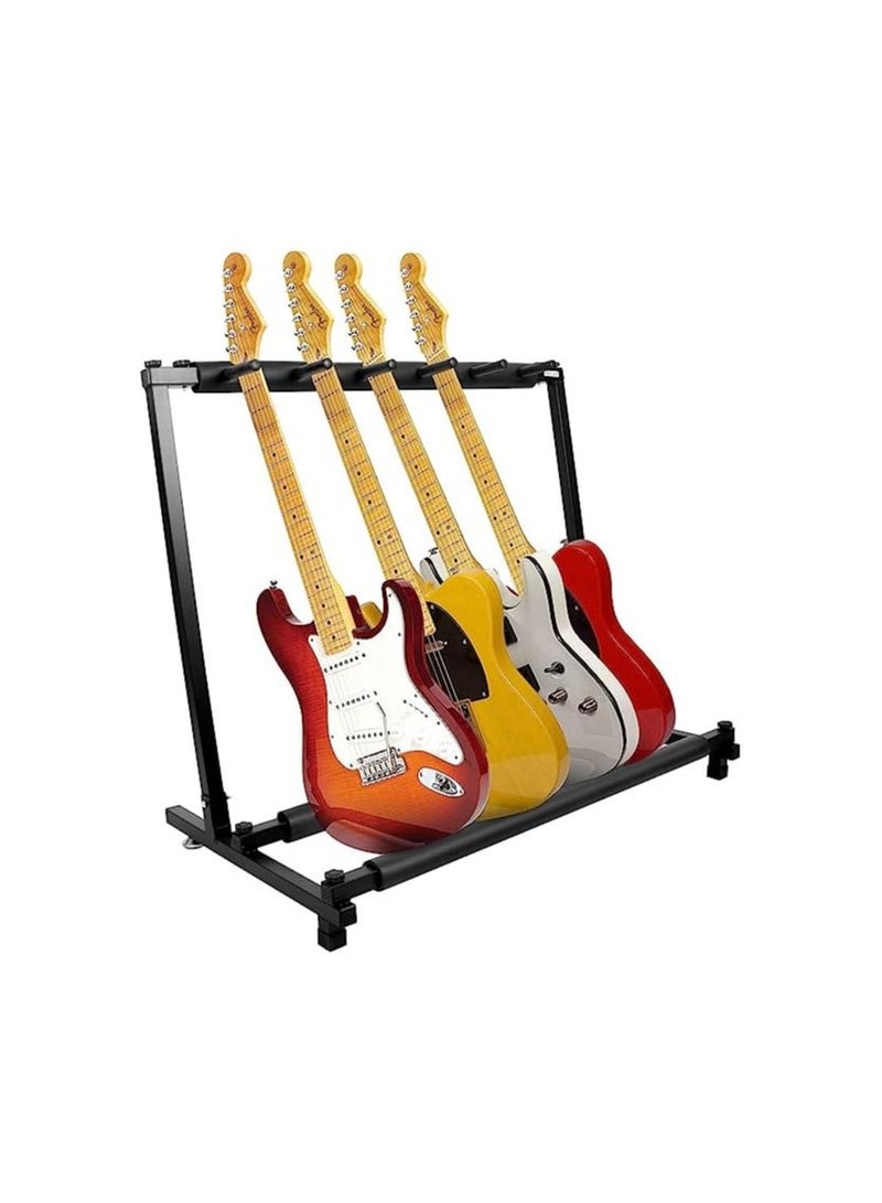 Megarya Kuyal 5 Holder Guitar Stand,Multi-Guitar Display Rack Folding Stand Band Stage Bass Acoustic Guitar, Black - Image 1