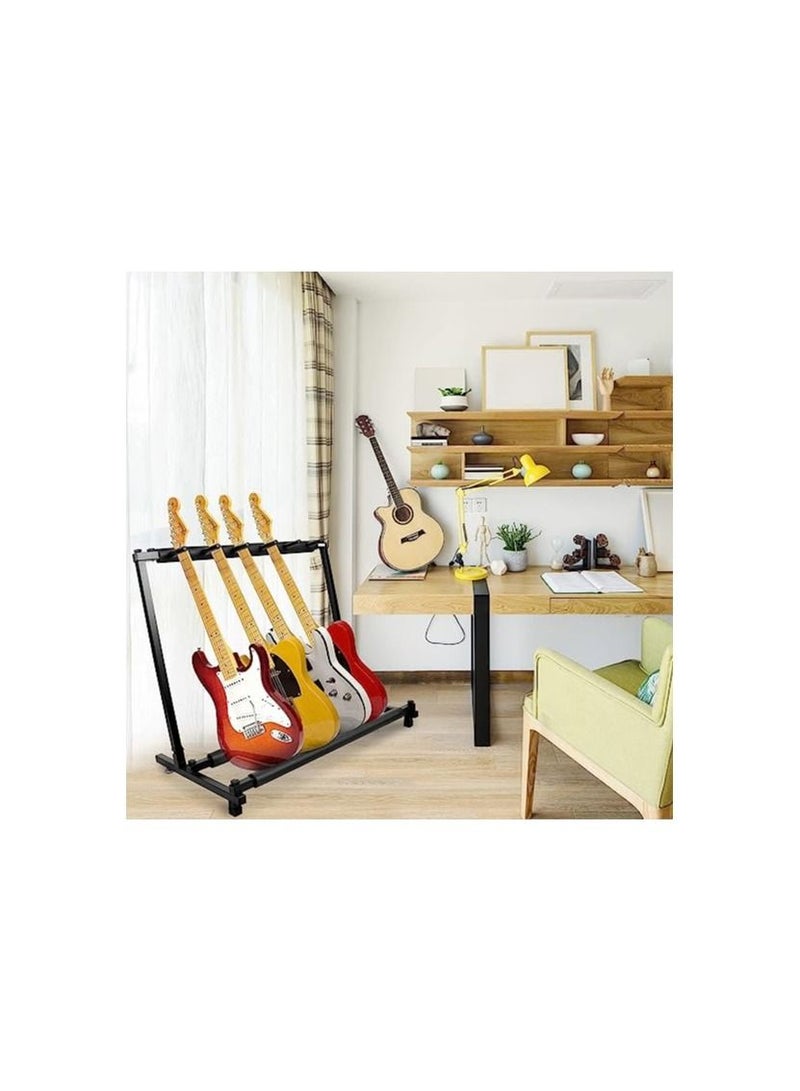 Megarya Kuyal 5 Holder Guitar Stand,Multi-Guitar Display Rack Folding Stand Band Stage Bass Acoustic Guitar, Black - Image 2