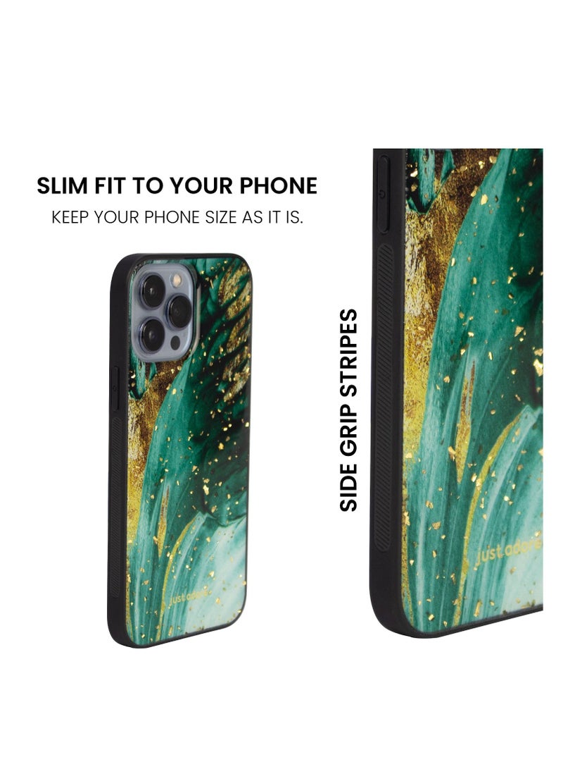 just adore Apple iPhone 13 Pro Max Case iPhone 13 Pro Max cover with MegSafe Gold Glitter Case Emerald Green - Image 4