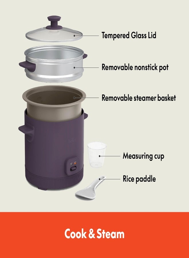 Bella 16-cup rice cooker with steam, plum - Image 2