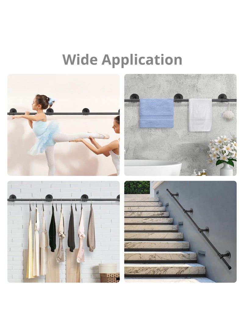 XiuWoo Stair Handrail, Hand Rails Stairs, 3M Handrails for Stairs, Black Banister Rails, Industrial Pipe Clothes Rail, Outdoor Indoor Industrial Pipe Stair Banister for Elder and Child  - Image 4