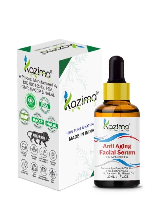 KAZIMA Anti Aging Facial Serum (30ML) with Argan Oil, Rosehip Oil, Pomegranate Oil & Cucumber Oil For Face - Best For Anti-aging, Anti-wrinkles, Pigmentation, Skin Whitening, Reduces Age Spots & Wrinkles Face Looking Young (No Sulphate, No Paraben, No Mineral Oil) - Image 3