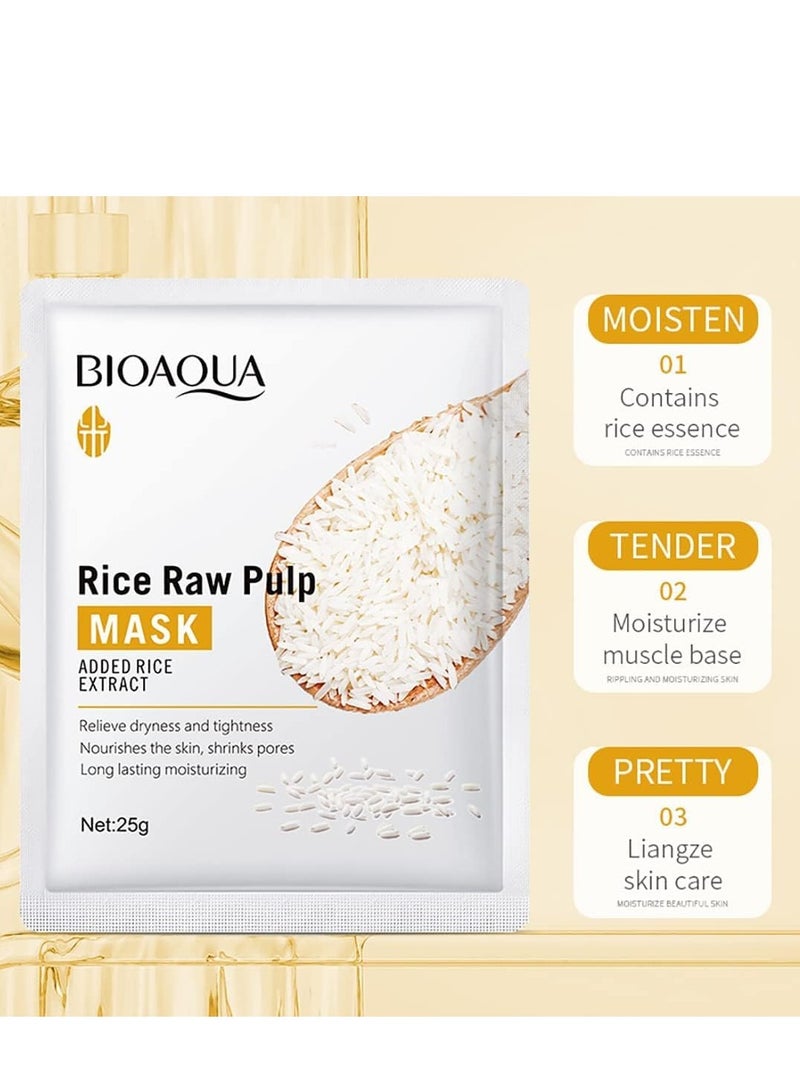 BIOAOUA Korean Face Sheet Mask Skincare,Rice Mask,Deep Moisturize - Anti Aging, Wrinkle Hydrating, Firming Anti Aging Face Sheet Masks - Brightening Facial Mask for All Skin Types - (10 PCS) - Image 4