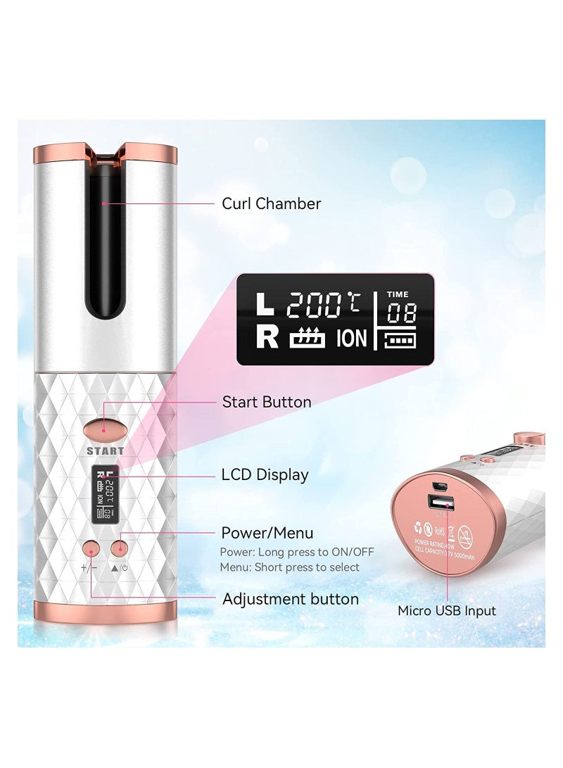 Automatic Curling Iron, Cordless Auto Hair Curler with 6 Temps, 11 Timers & LCD Display, Portable Rechargeable Ceramic Rotating Curling Wand, Wireless Beach Waves Iron Fast Heating for Hair Styling - Image 4