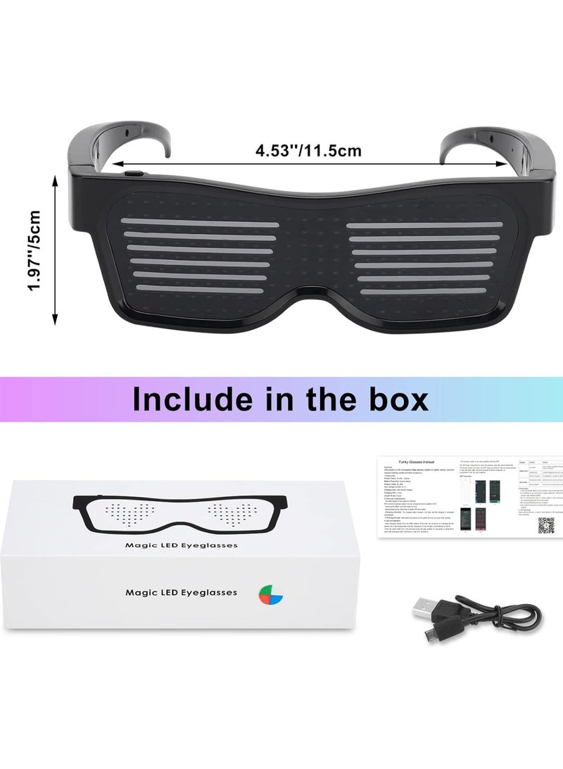 Zikra LED Glasses, DIY Customizable Light Up Glasses, Bluetooth APP Connected LED Display Smart Glasses, APP Control Glasses with Text/Graffiti/Animation/Rhythm for Parties,Festival, (Colour Light) - Image 5