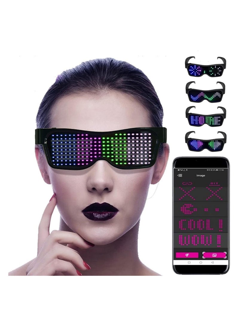Zikra LED Glasses, DIY Customizable Light Up Glasses, Bluetooth APP Connected LED Display Smart Glasses, APP Control Glasses with Text/Graffiti/Animation/Rhythm for Parties,Festival, (Colour Light) - Image 1