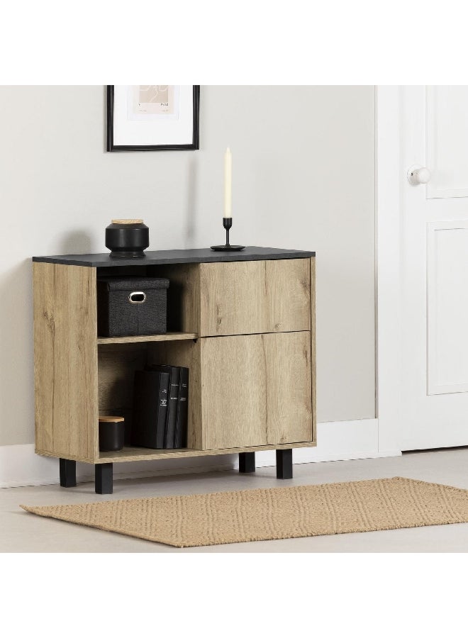 ساوث شور اوكتاف كوليكشن خزانة صغيرة للتخزين بلّوطي متوسط وأسود 27.5 x 31.5 x 13.75 بوصة 14368A - Image 1