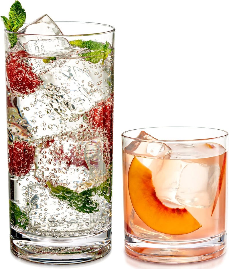 Le'raze Leraze Elegant Acrylic Drinking Glasses Set of 16 Attractive Clear Plastic Tumblers  Unbreakable Drinkware Set Ideal for Indoor and Outdoor  Kid Friendly - Image 1