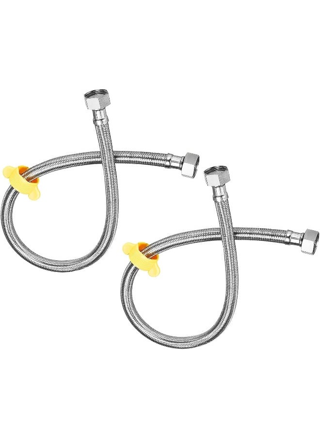 Rubik - 50cm Faucet Supply Line Hose 2pcs, G1/2 Connector Stainless Steel Explosion Proof Hot and Cold Water Braided Pipe for Bathroom Toilet Washbasin Water Heater Base Faucet - Image 1