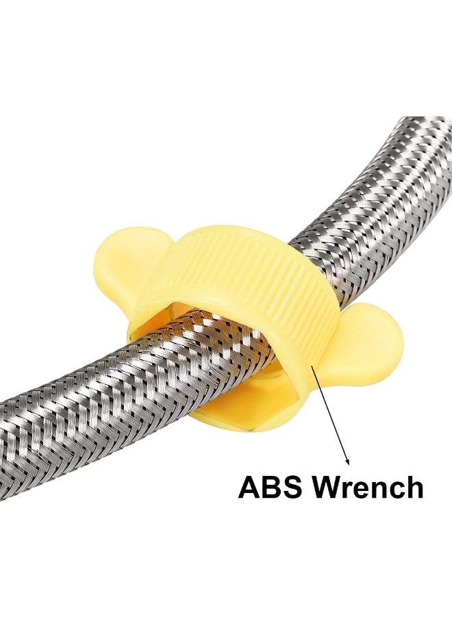 Rubik - 50cm Faucet Supply Line Hose 2pcs, G1/2 Connector Stainless Steel Explosion Proof Hot and Cold Water Braided Pipe for Bathroom Toilet Washbasin Water Heater Base Faucet - Image 1