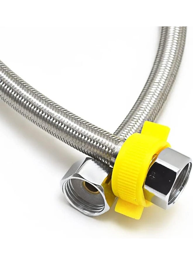 Rubik - 50cm Faucet Supply Line Hose 2pcs, G1/2 Connector Stainless Steel Explosion Proof Hot and Cold Water Braided Pipe for Bathroom Toilet Washbasin Water Heater Base Faucet - Image 1