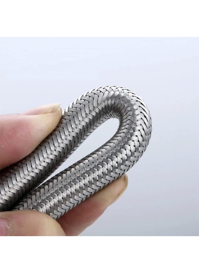 Rubik - 50cm Faucet Supply Line Hose 2pcs, G1/2 Connector Stainless Steel Explosion Proof Hot and Cold Water Braided Pipe for Bathroom Toilet Washbasin Water Heater Base Faucet - Image 1