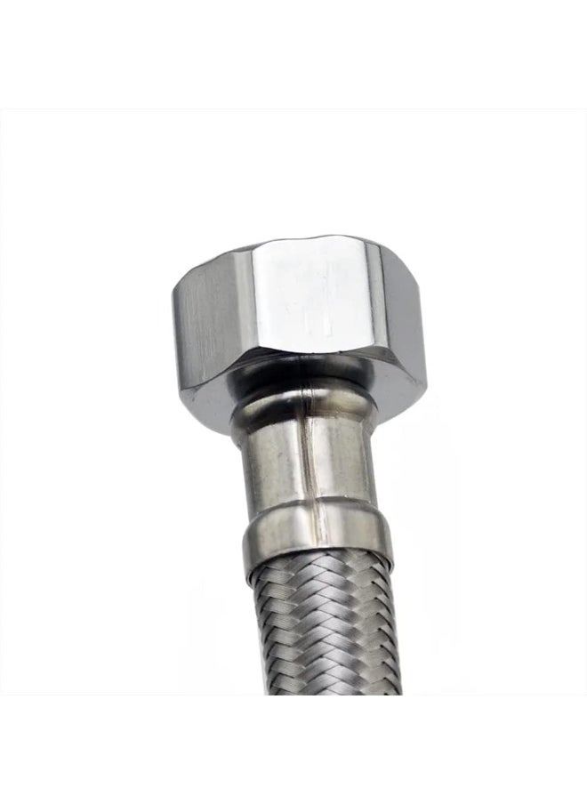 Rubik - 50cm Faucet Supply Line Hose 2pcs, G1/2 Connector Stainless Steel Explosion Proof Hot and Cold Water Braided Pipe for Bathroom Toilet Washbasin Water Heater Base Faucet - Image 1