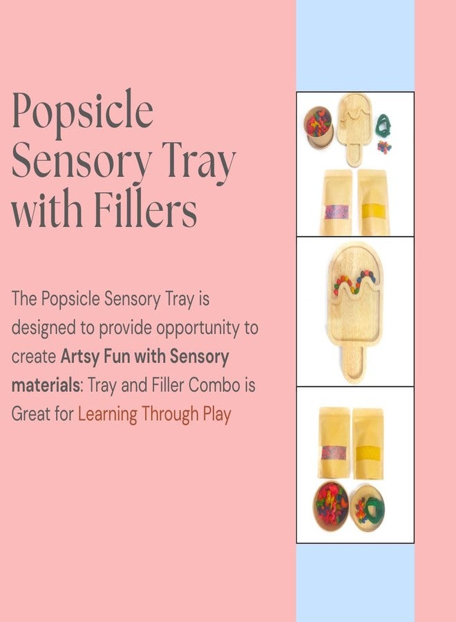 NISH Rubber Wood Popsicle Sensory Tray with Fillers | Sensory Toys for Toddlers 1-3 | Kids Sensory Activity Toys for Sensory Play & Rainbow Sorting Activity Set | Natural Wooden Sensory Tray - Image 5