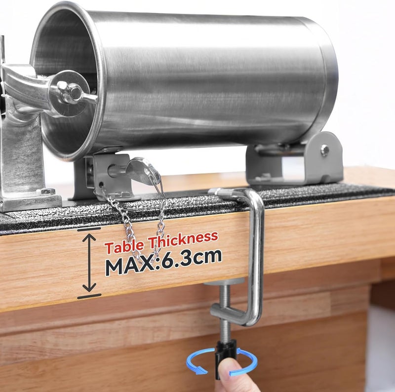MASTER FENG 2.5 LBS Sausage Stuffer Horizontal Stainless Steel Stuffing Maker Machine Packed with 8 Stuffing Funnels and 1 Silicone Piston - Image 3