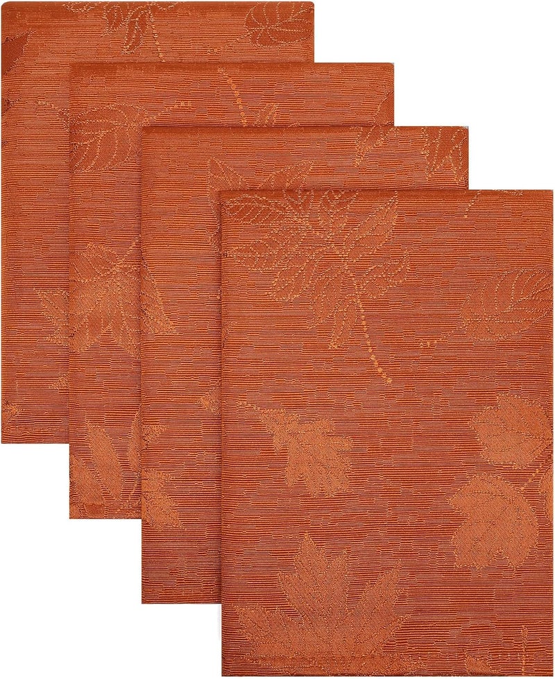 Smiry Thanksgiving Napkins Set of 4 18x18 Inch Waterproof Fabric Fall Napkins Autumn Leaves Damask Napkins for Harvest Parties and Holiday Dinner Rust - Image 2