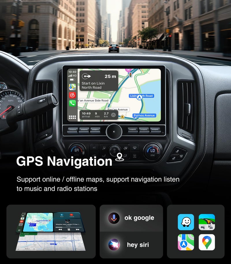 AINAVI Replacement Radio for Chevy Silverado GMC Sierra - Car Stereo Wireless Carplay Android Auto 2014-2018 QLED Touch Screen Radio Upgrade GPS Navigation Head Unit Knobs (Single Knob 4+64G) - Image 4
