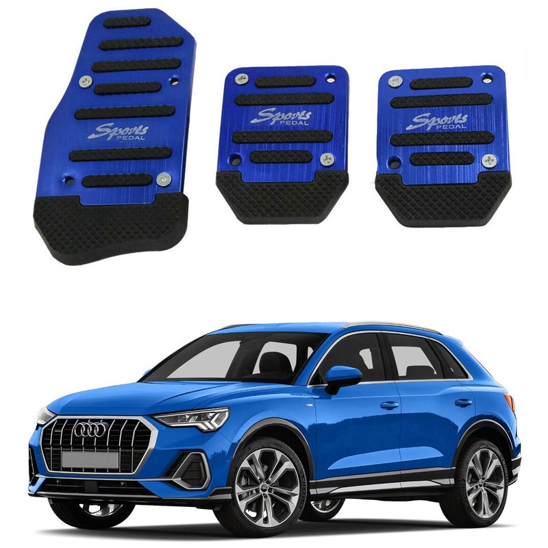 Oshotto 3 Pcs Non-Slip Manual CS-373 Car Pedals Kit Sports Pad Covers Set Compatible with Audi Q3 (Blue) - Image 1