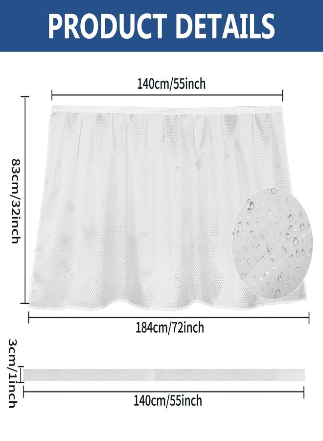 Varpotle Fabric Sink Skirt for Pedestal Sinks - Waterproof Under Sink Curtain Skirt to Hide Cleaning Supplies - Self-Adhesive, Easy Install, 55 x 32 Inch Bathroom Storage Solution (White) - Image 2