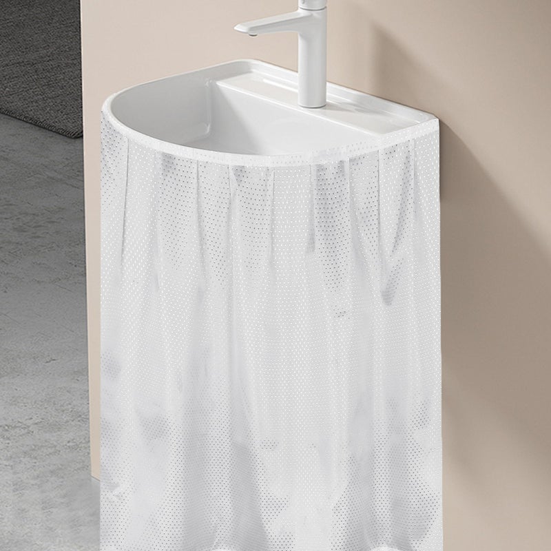 Varpotle Fabric Sink Skirt for Pedestal Sinks - Waterproof Under Sink Curtain Skirt to Hide Cleaning Supplies - Self-Adhesive, Easy Install, 55 x 32 Inch Bathroom Storage Solution (White) - Image 1