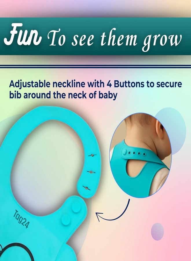 TAG24 Baby Bib for Feeding and Weaning Babies and Toddlers | Waterproof, Washable, Reusable | Adjustable Neckline with Buttons | Easy to Clean and Non-Messy Design (Eyes-Blue) - Image 4