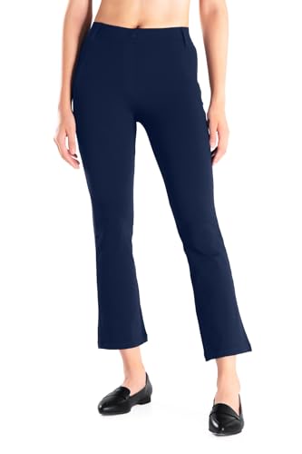 YogipaceBelt LoopsWomens Flare Cropped Dress Yoga Pants Capris Stretchy Work Ankle Pant23NavySize L - Image 1