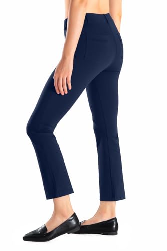 YogipaceBelt LoopsWomens Flare Cropped Dress Yoga Pants Capris Stretchy Work Ankle Pant23NavySize L - Image 3