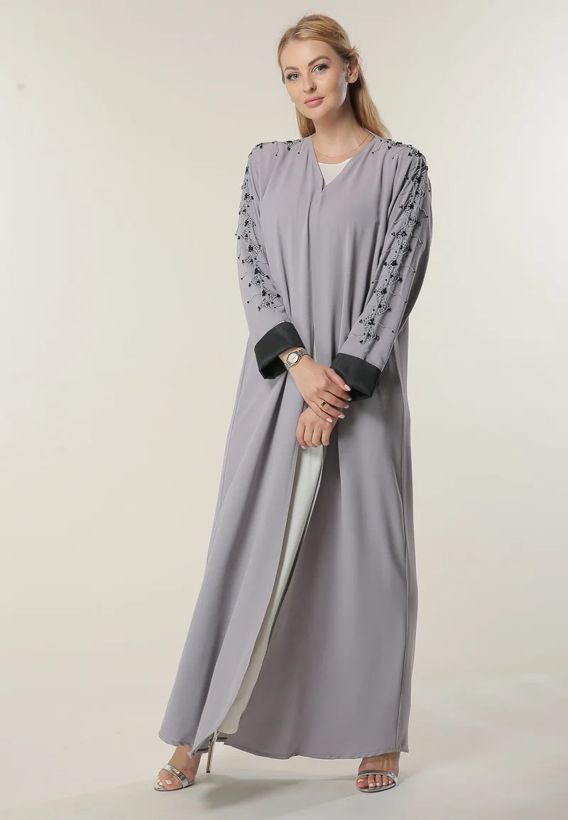 Moistreet Embellished Open Abaya