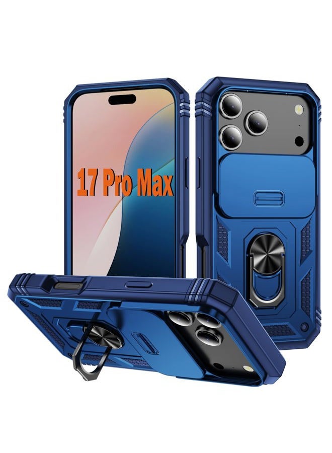 Pasnew Military Case for iPhone 17 Promax,Metal Kickstand & Slide Camera Cover,Multi-Layer Heavy Duty Full Body Shockproof Protection Hard Shell for 17iPhonePromax,Blue - Image 1