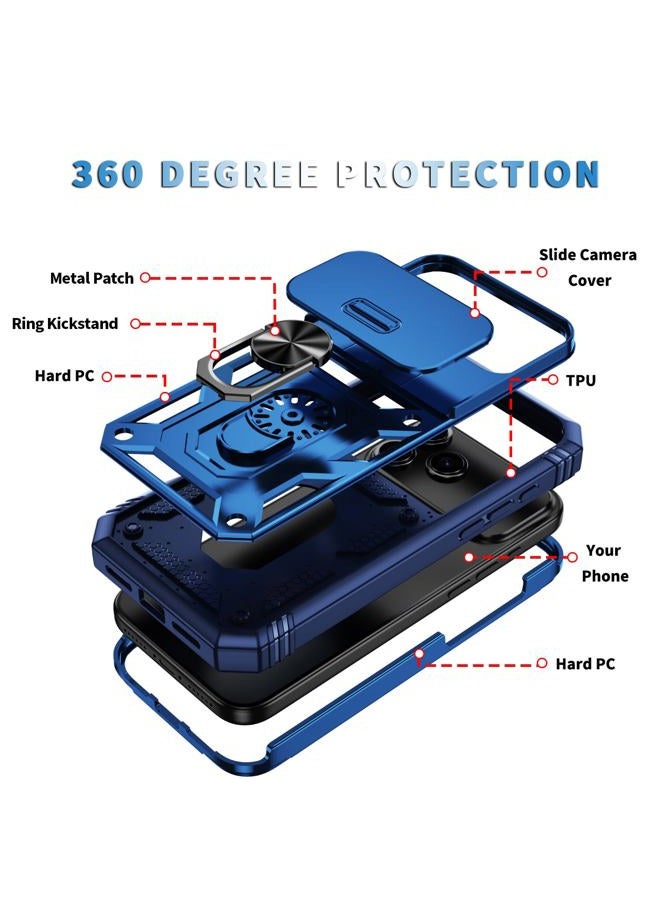 Pasnew Military Case for iPhone 17 Promax,Metal Kickstand & Slide Camera Cover,Multi-Layer Heavy Duty Full Body Shockproof Protection Hard Shell for 17iPhonePromax,Blue - Image 4