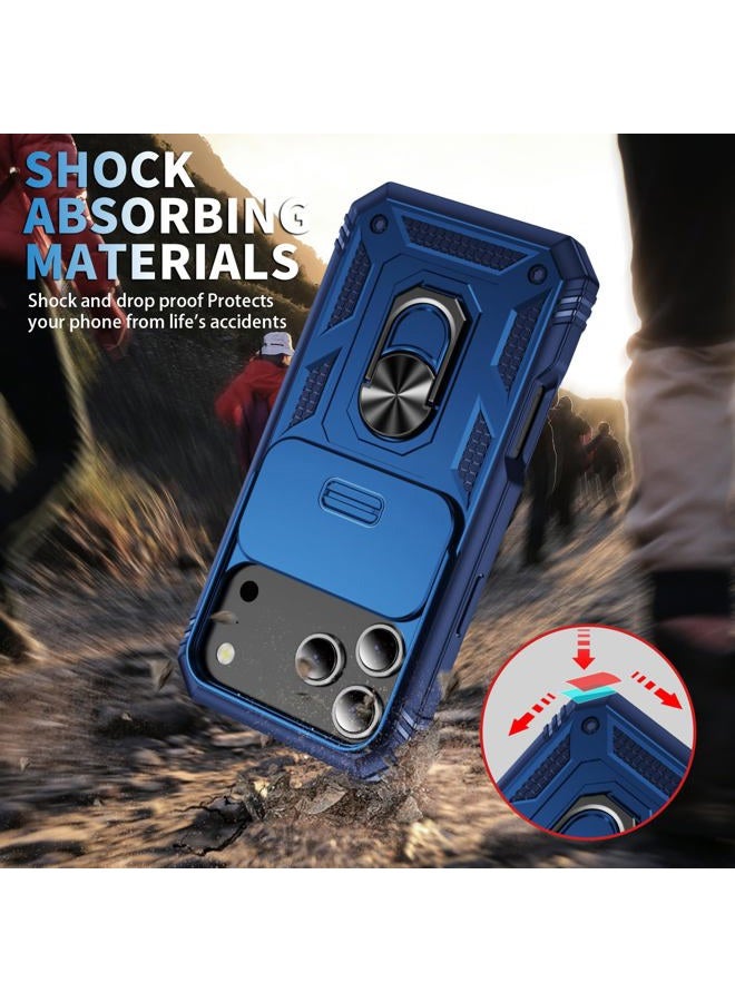Pasnew Military Case for iPhone 17 Promax,Metal Kickstand & Slide Camera Cover,Multi-Layer Heavy Duty Full Body Shockproof Protection Hard Shell for 17iPhonePromax,Blue - Image 5