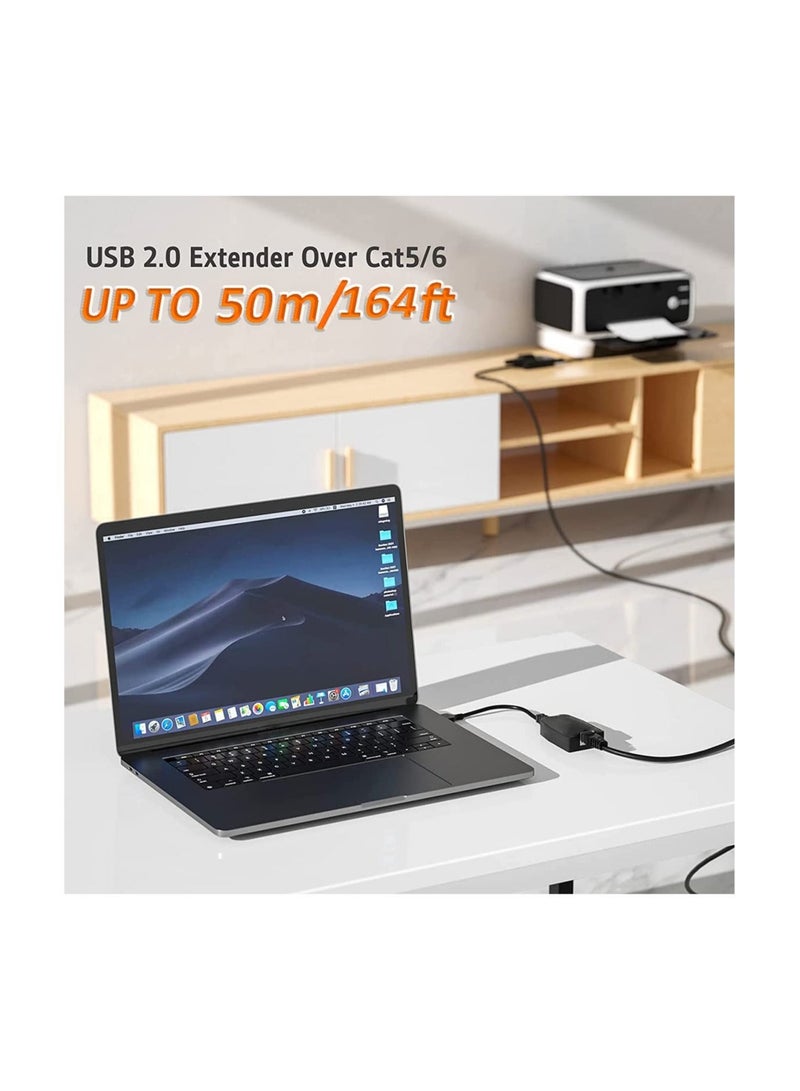 Captaintech USB Extender Over RJ45 Cat 6/5/5e Adapter, RJ45 Ethernet Splitter to USB Extension UP to 50m/164ft, Compatible with Computers, Mobile Phones, Mice, Keyboards, U Disks, Printers, Cameras - Image 2