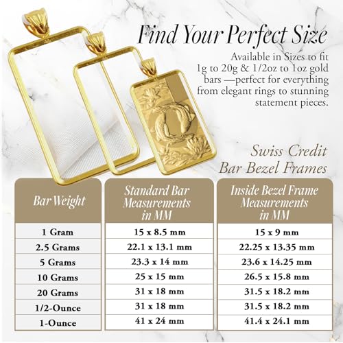 Roy Rose Jewelry 14K Gold Tab Back Open Bezel Frame Pendant for Swiss Pamp Suisse Credit Bar | Gold Charm for Jewelry Making, Bezel Necklace, & Pendant Necklace Kit for Unique Jewelry Accessories - 1g - Image 4
