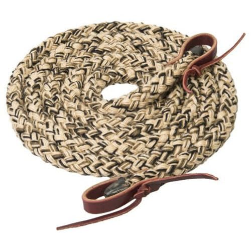 Weaver Leather Silvertip Hollow Braid Roper Rein, 5/8-Inch x 8-Feet, Tan/Black/Brown - Image 1