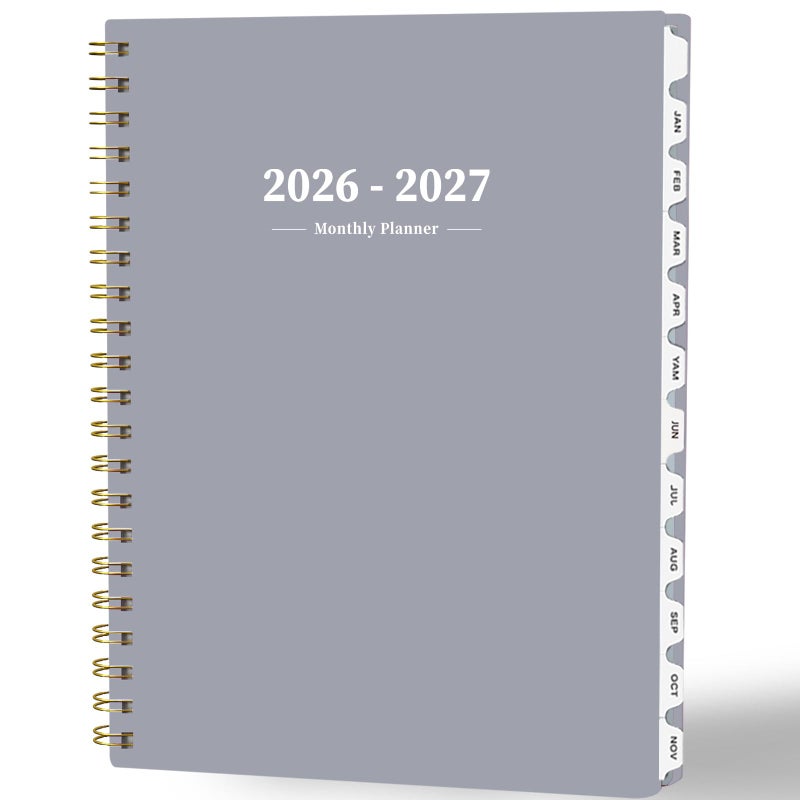 Ymumuda 2026 Planner-2 Year Monthly Planner 2026-2027, JAN.2026 - DEC.2027, 8.5" x 11", 26-27 Monthly Calendar,Large Planner with Spiral Bound, 24 Months Perfect for School OfficeSchedule- Grey - Image 1
