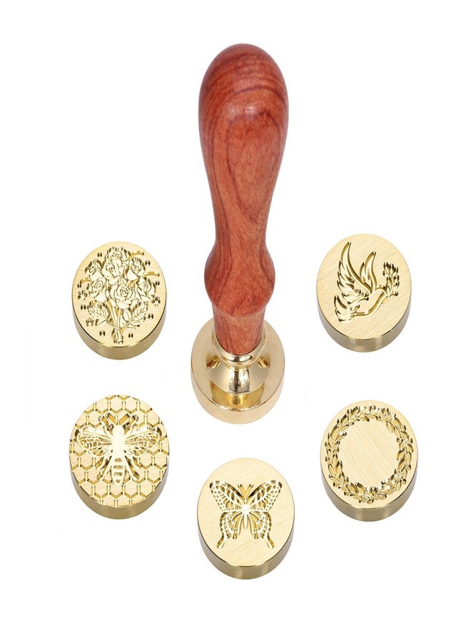 Yoption Wax Seal Stamp Gift Box Kit, 6 Pieces Flowers and Animals Sealing Wax Stamp Heads with 1 Wooden Hilt Set, Wax Stamp Kit for Envelopes Invitation Card Gift Decoration (Nature Series) - Image 2