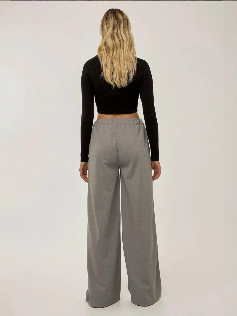HICCUP Grey High Waist Wide Leg Sweatpants for Women | Best Price UAE