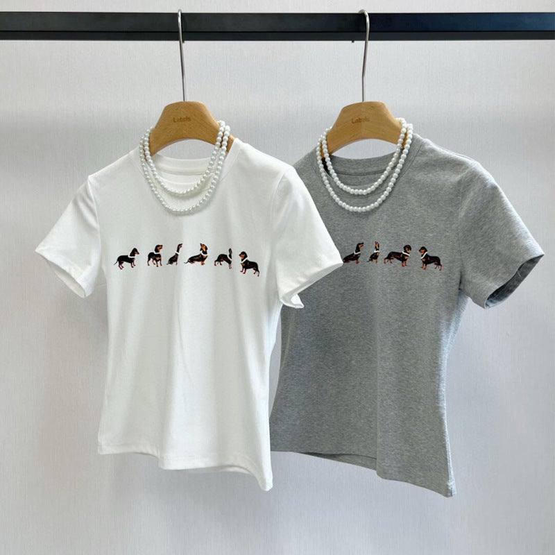 Women's Slim Fit Short Sleeve T-Shirt with Animal Print - Image 3