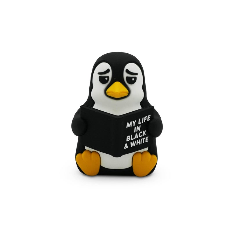 GOOFBALLS Little Readers â€“ Cute Figurines for Bookshelves, Desks, Terrariums & Home Decor â€“ Book-Loving Animal Statues - Penguin - Image 1