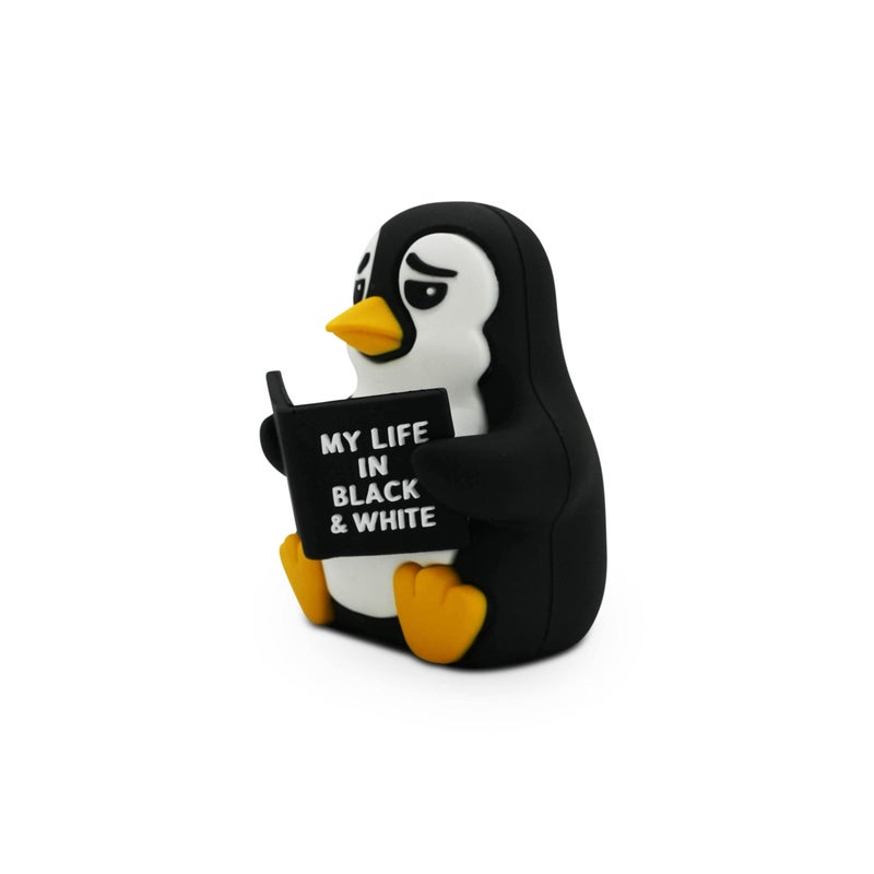 GOOFBALLS Little Readers â€“ Cute Figurines for Bookshelves, Desks, Terrariums & Home Decor â€“ Book-Loving Animal Statues - Penguin - Image 2