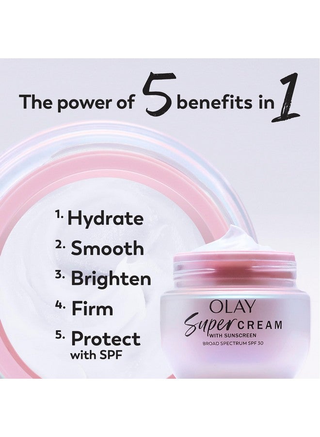 كريم أولاي سوبر مع واقي من الشمس SPF 30، 1.7 أونصة، مرطب خفيف الوزن للغاية للوجه - فيتامين C وE، حمض الهيالورونيك، النياسيناميد، ببتيد الكولاجين - يرطب وينعم ويفتح ويشد ويحمي - Image 2