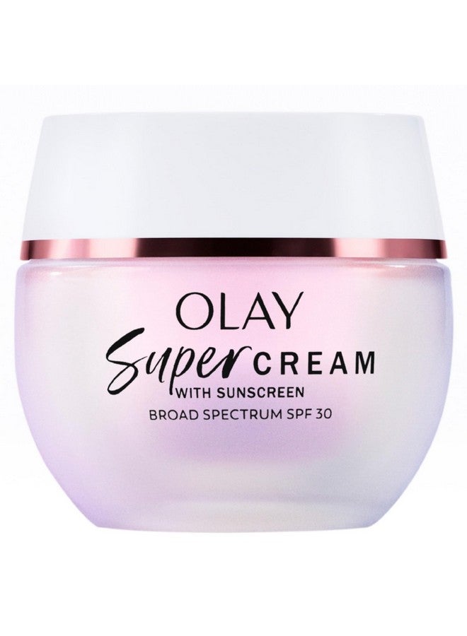 كريم أولاي سوبر مع واقي من الشمس SPF 30، 1.7 أونصة، مرطب خفيف الوزن للغاية للوجه - فيتامين C وE، حمض الهيالورونيك، النياسيناميد، ببتيد الكولاجين - يرطب وينعم ويفتح ويشد ويحمي - Image 1